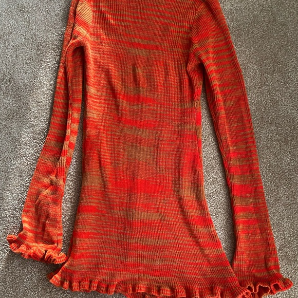 Tiger Mist - Hazel Coral SpaceDye lettuce trim sleeve sexy cardigan - Brand New - Picture 3 of 4